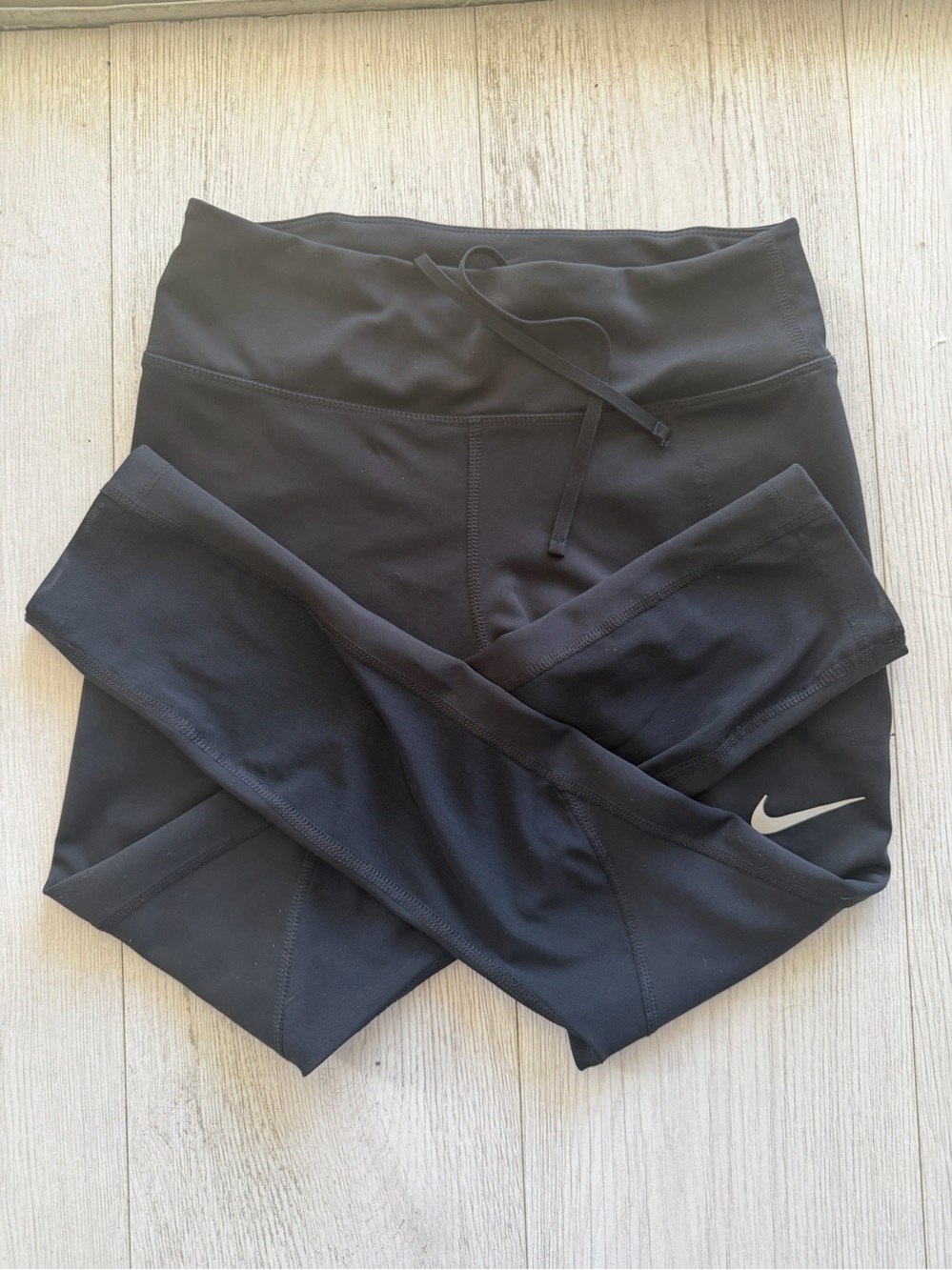 Nike Black Performance Leggings with Silver Swoosh